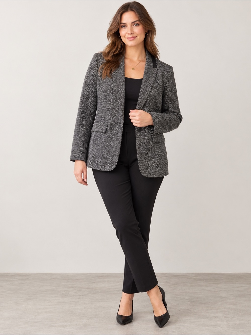 Lane Bryant Gray Textured Blazer